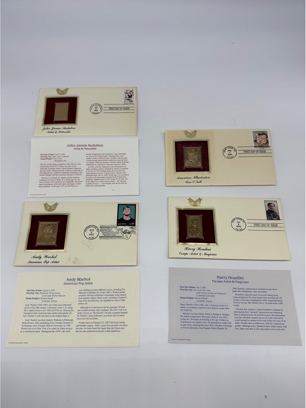 Postal Commemorative Society 2001-2002 Gold Replica FDC Lot